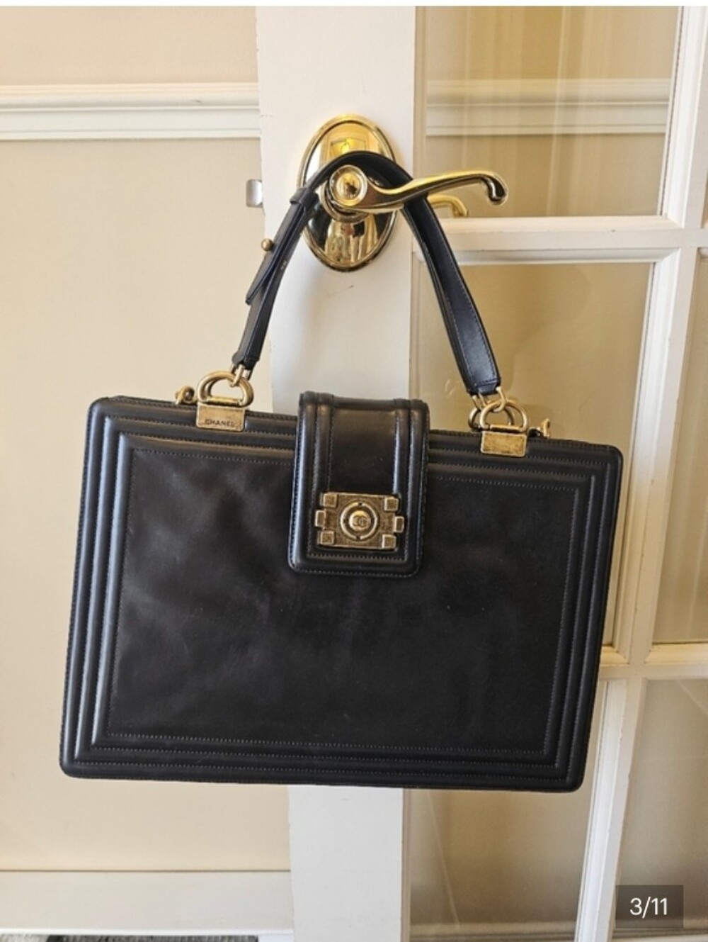 Chanel Black Leather Chain-Handle Shoulder Bag